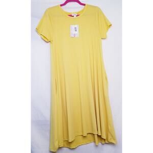 NWT's -LuLaRoe Jessie Dress w/Pockets Round Neck Hi-Low Hem Color Yellow Size S